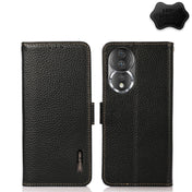 For Honor 80 Pro KHAZNEH Side-Magnetic Litchi Genuine Leather RFID Phone Case(Black) Eurekaonline