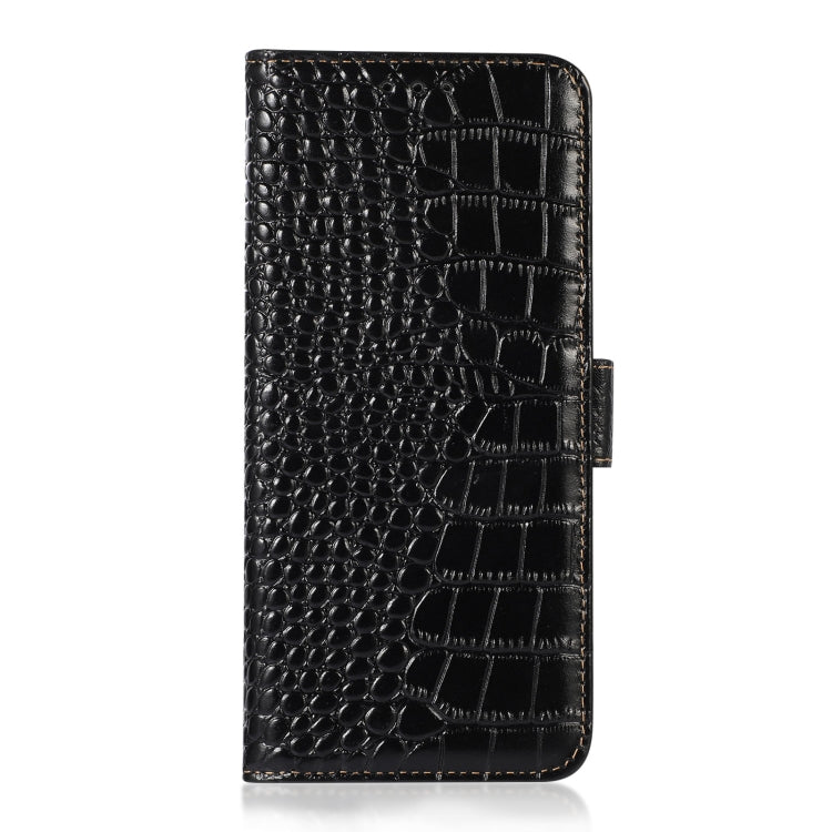 For Honor 80 SE Crocodile Top Layer Cowhide Leather Phone Case(Black) Eurekaonline