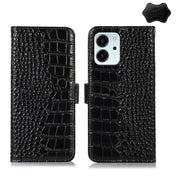 For Honor 80 SE Crocodile Top Layer Cowhide Leather Phone Case(Black) Eurekaonline