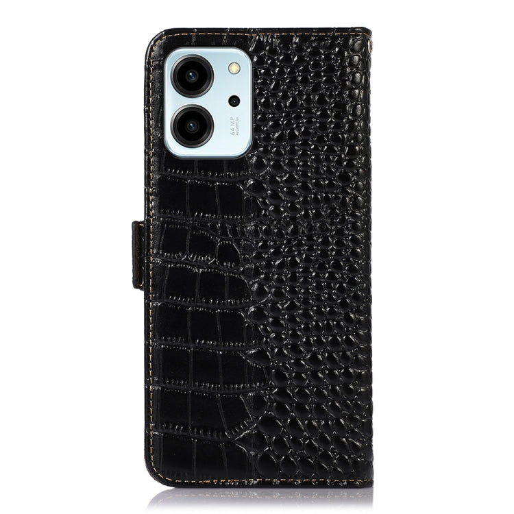 For Honor 80 SE Crocodile Top Layer Cowhide Leather Phone Case(Black) Eurekaonline