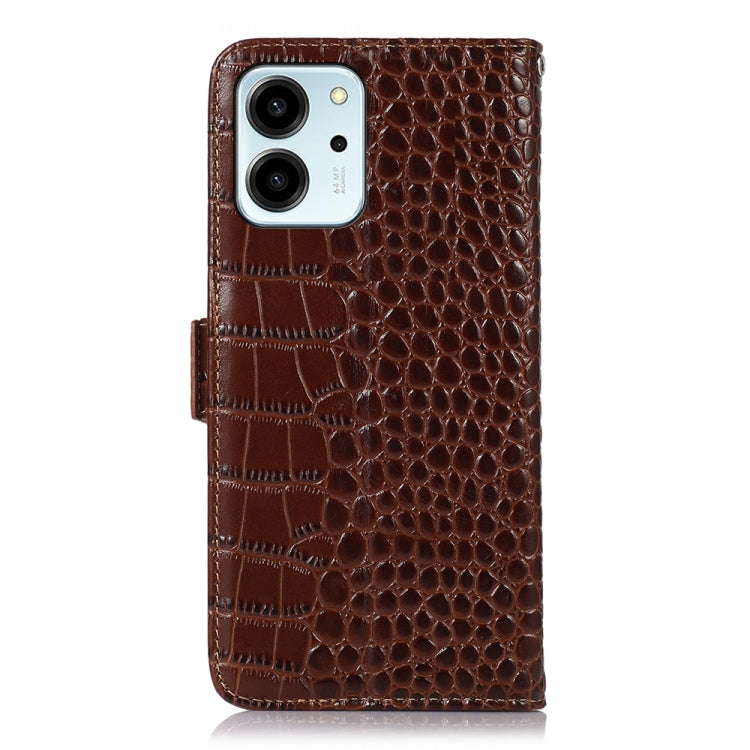 For Honor 80 SE Crocodile Top Layer Cowhide Leather Phone Case(Brown) Eurekaonline