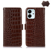 For Honor 80 SE Crocodile Top Layer Cowhide Leather Phone Case(Brown) Eurekaonline