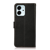 For Honor 80 SE KHAZNEH Side-Magnetic Litchi Genuine Leather RFID Phone Case(Black) Eurekaonline