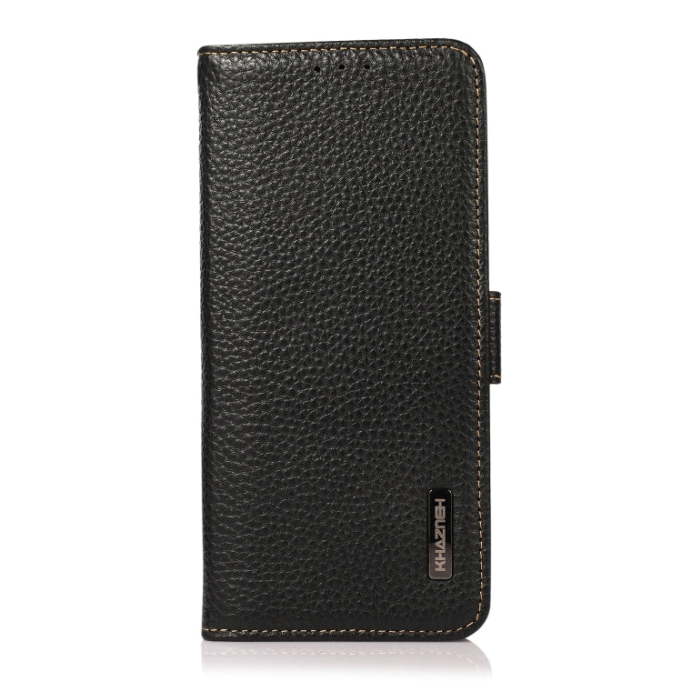 For Honor 80 SE KHAZNEH Side-Magnetic Litchi Genuine Leather RFID Phone Case(Black) Eurekaonline