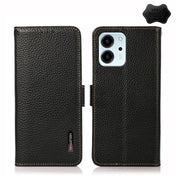 For Honor 80 SE KHAZNEH Side-Magnetic Litchi Genuine Leather RFID Phone Case(Black) Eurekaonline