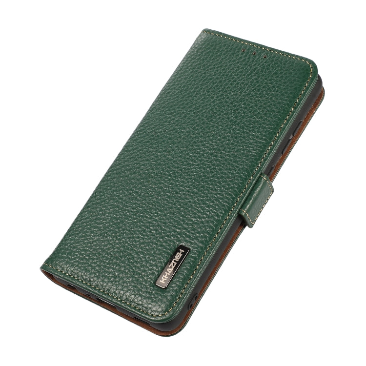 For Honor Magic 4 KHAZNEH Side-Magnetic Litchi Genuine Leather RFID Phone Case(Green) Eurekaonline