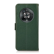 For Honor Magic 4 KHAZNEH Side-Magnetic Litchi Genuine Leather RFID Phone Case(Green) Eurekaonline