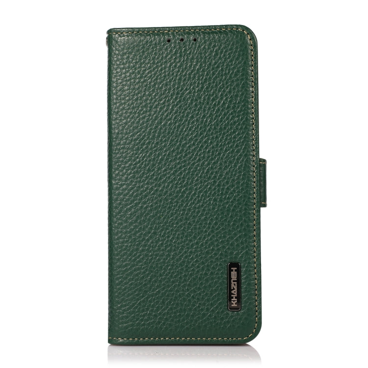 For Honor Magic 4 KHAZNEH Side-Magnetic Litchi Genuine Leather RFID Phone Case(Green) Eurekaonline