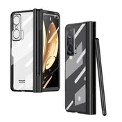 For Honor Magic V Full Body Electroplating Hinge Phone Case with Stylus(Black) Eurekaonline