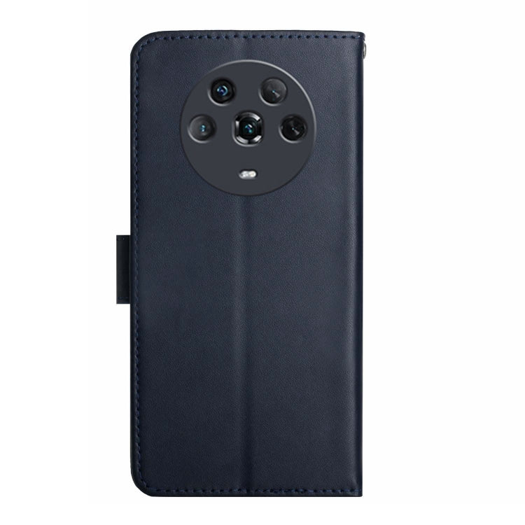 For Honor Magic4 Genuine Leather Fingerprint-proof Horizontal Flip Phone Case(Blue) Eurekaonline