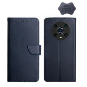 For Honor Magic4 Pro Genuine Leather Fingerprint-proof Horizontal Flip Phone Case(Blue) Eurekaonline