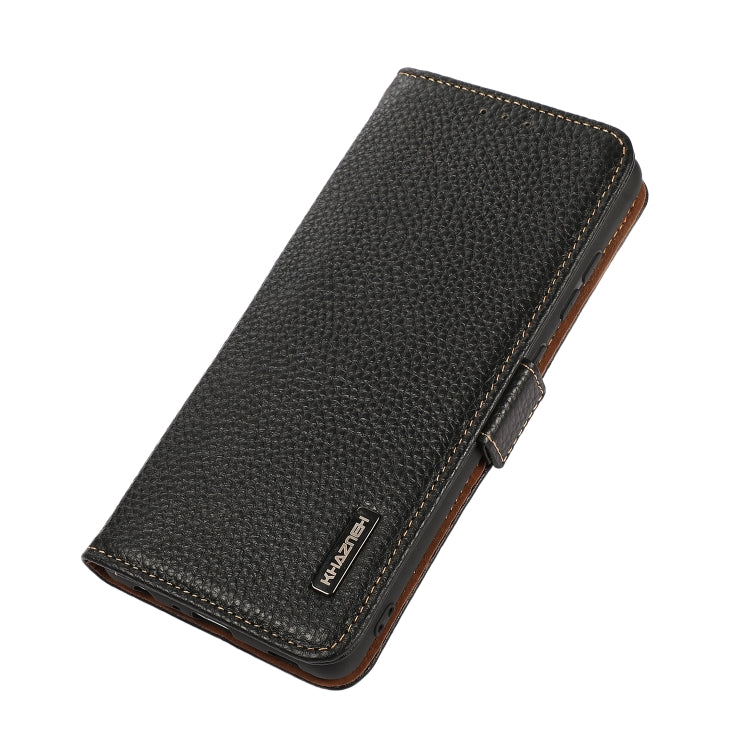 For Honor X30i / Play6T Pro / X8 KHAZNEH Side-Magnetic Litchi Genuine Leather RFID Phone Case(Black) Eurekaonline