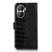 For Honor X40i Crocodile Top Layer Cowhide Leather Phone Case(Black) Eurekaonline