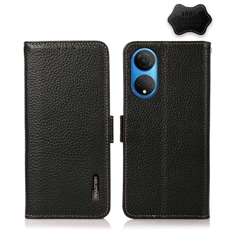  Play 30 Plus KHAZNEH Side-Magnetic Litchi Genuine Leather RFID Phone Case(Black) Eurekaonline