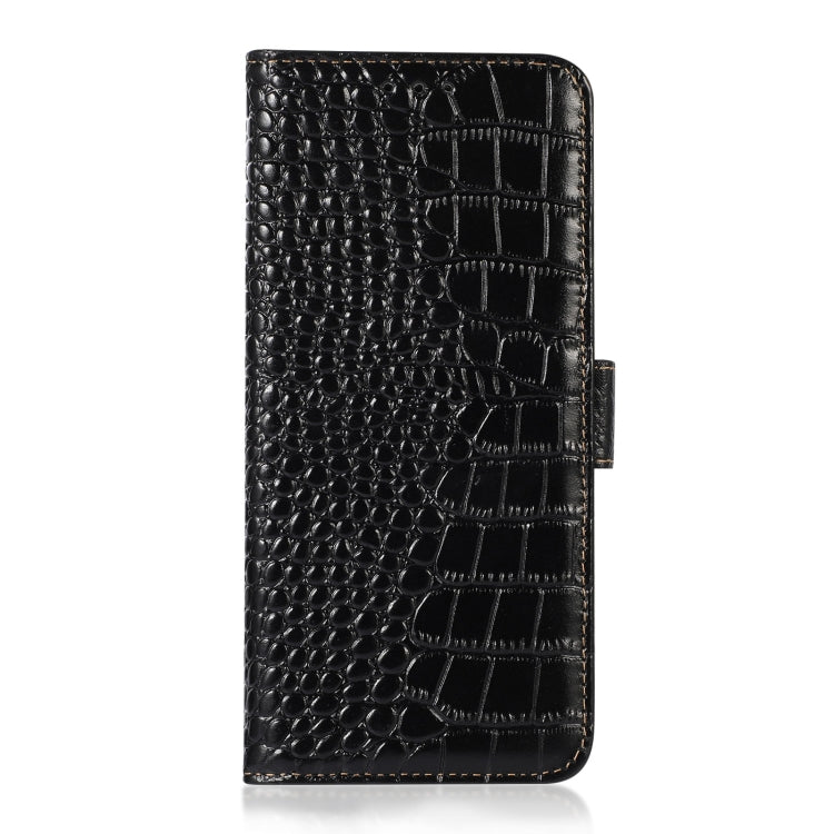 For Honor X8 5G Crocodile Top Layer Cowhide Leather Phone Case(Black) Eurekaonline