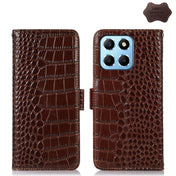 For Honor X8 5G Crocodile Top Layer Cowhide Leather Phone Case(Brown) Eurekaonline