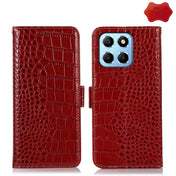 For Honor X8 5G Crocodile Top Layer Cowhide Leather Phone Case(Red) Eurekaonline