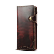 For Huawei Mate 20 Pro Denior Oil Wax Cowhide Magnetic Button Horizontal Flip Leather Case with Card Slots & Wallet(Dark Red) Eurekaonline