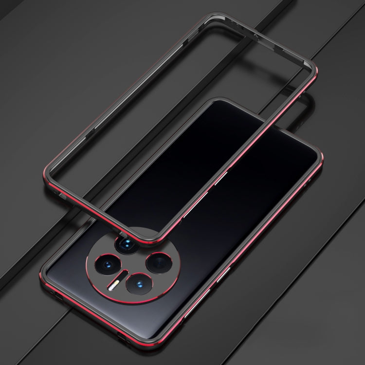 For Huawei Mate 50 Pro LK Aurora Metal Phone Frame with Lens Cover(Black Red) Eurekaonline