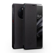For Huawei Mate 50 Pro QIALINO Genuine Leather Side Window View Smart Phone Case(Black) Eurekaonline