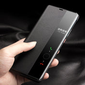 For Huawei Mate 50 Pro QIALINO Genuine Leather Side Window View Smart Phone Case(Black) Eurekaonline