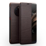 For Huawei Mate 50 Pro QIALINO Genuine Leather Side Window View Smart Phone Case(Brown) Eurekaonline