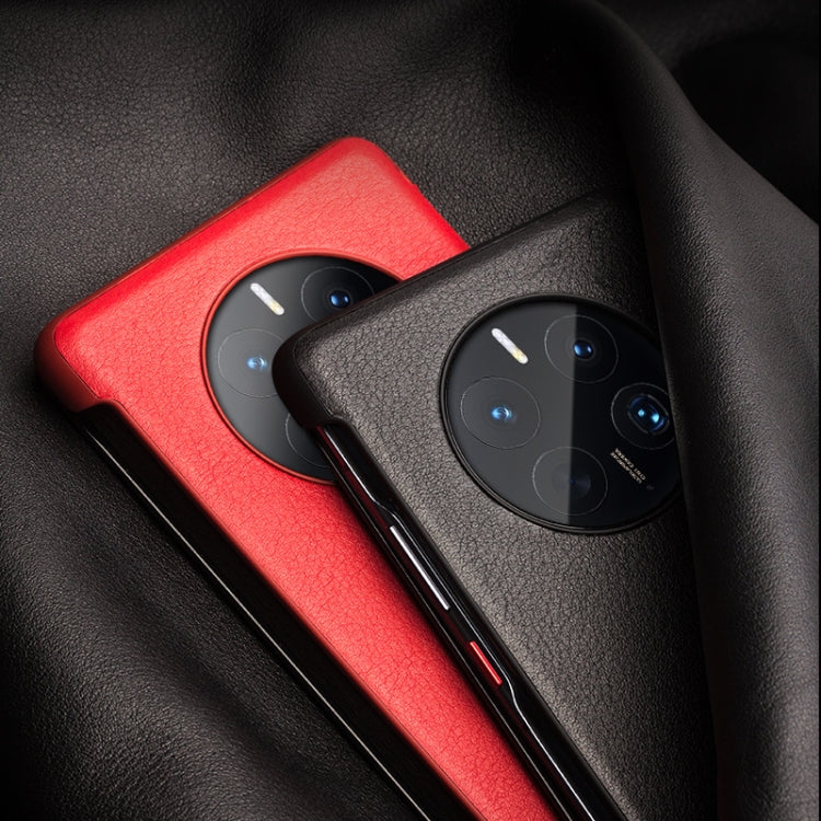 For Huawei Mate 50 Pro QIALINO Genuine Leather Side Window View Smart Phone Case(Red) Eurekaonline