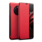 For Huawei Mate 50 Pro QIALINO Genuine Leather Side Window View Smart Phone Case(Red) Eurekaonline