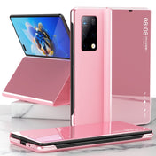 For Huawei Mate X2 Electroplated Mirror Protective Case with Holder(Pink) Eurekaonline