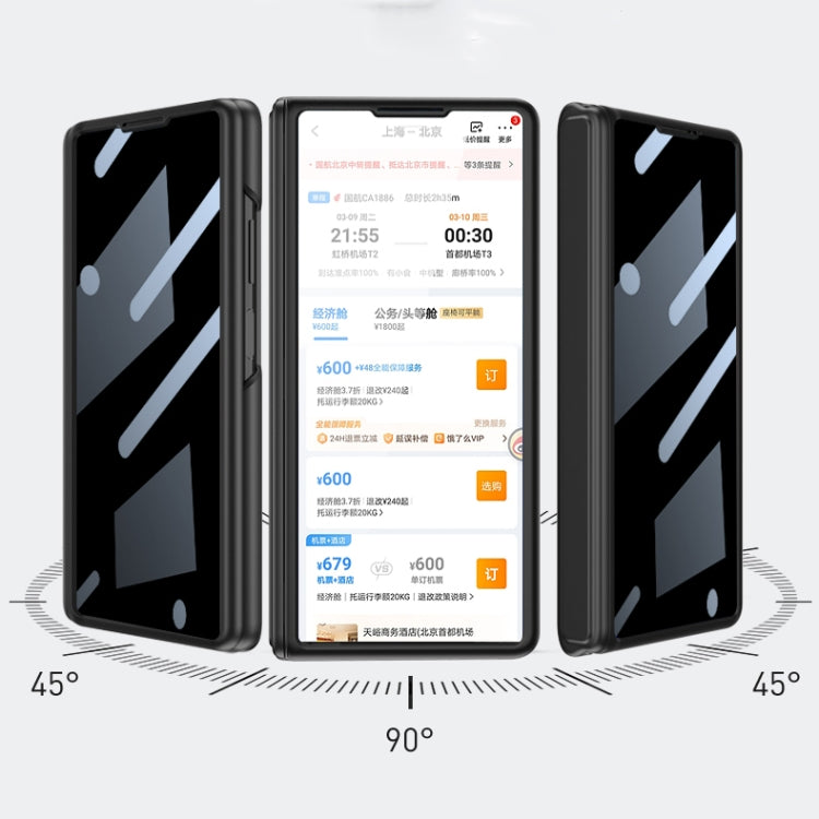 For Huawei Mate X2 GKK Anti-peeping Magnetic Hinge Flip Phone Case with Holder(Black) Eurekaonline