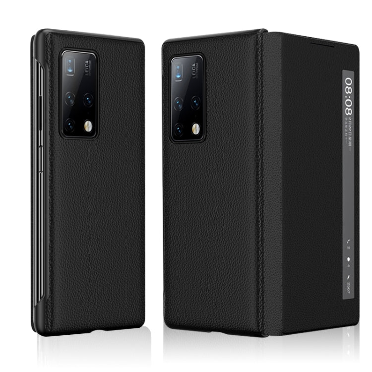 For Huawei Mate X2 Litchi Texture Horizontal Flip Leather Phone Case with Smart Touch Call Display ID(Black) Eurekaonline