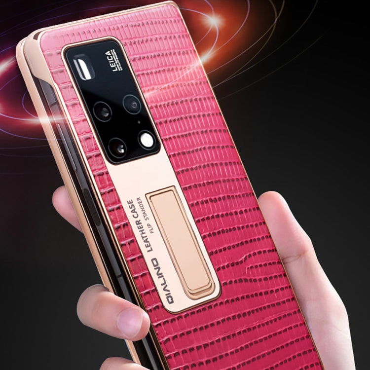 For Huawei Mate X2 QIALINO 2 in 1 Crocodile Pattern Genuine Leather + PC Phone Case(Black) Eurekaonline