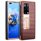 For Huawei Mate X2 QIALINO 2 in 1 Crocodile Pattern Genuine Leather + PC Phone Case(Brown) Eurekaonline