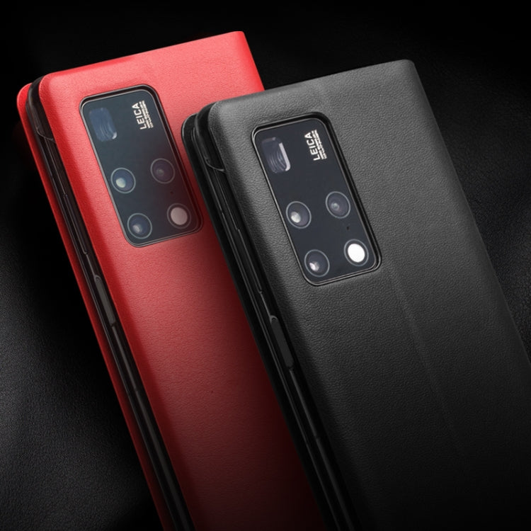 For Huawei Mate X2 QIALINO Genuine Leather Side Window View Smart Phone Case(Black) Eurekaonline