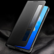 For Huawei Mate X2 QIALINO Genuine Leather Side Window View Smart Phone Case(Brown) Eurekaonline