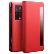 For Huawei Mate X2 QIALINO Genuine Leather Side Window View Smart Phone Case(Red) Eurekaonline