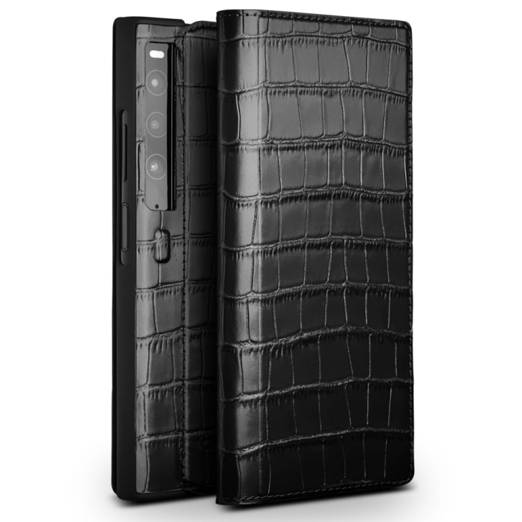 For Huawei Mate XS 2 QIALINO Crocodile Pattern Genuine Leather Phone Case(Black) Eurekaonline