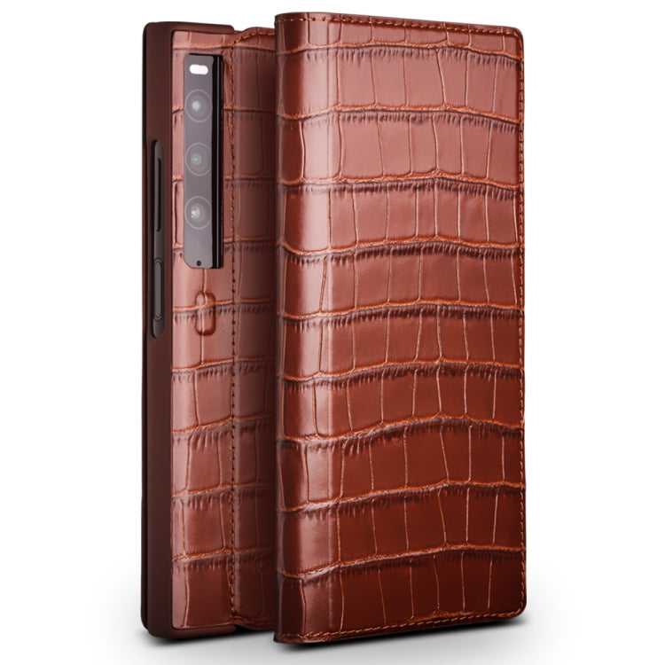 For Huawei Mate XS 2 QIALINO Crocodile Pattern Genuine Leather Phone Case(Brown) Eurekaonline