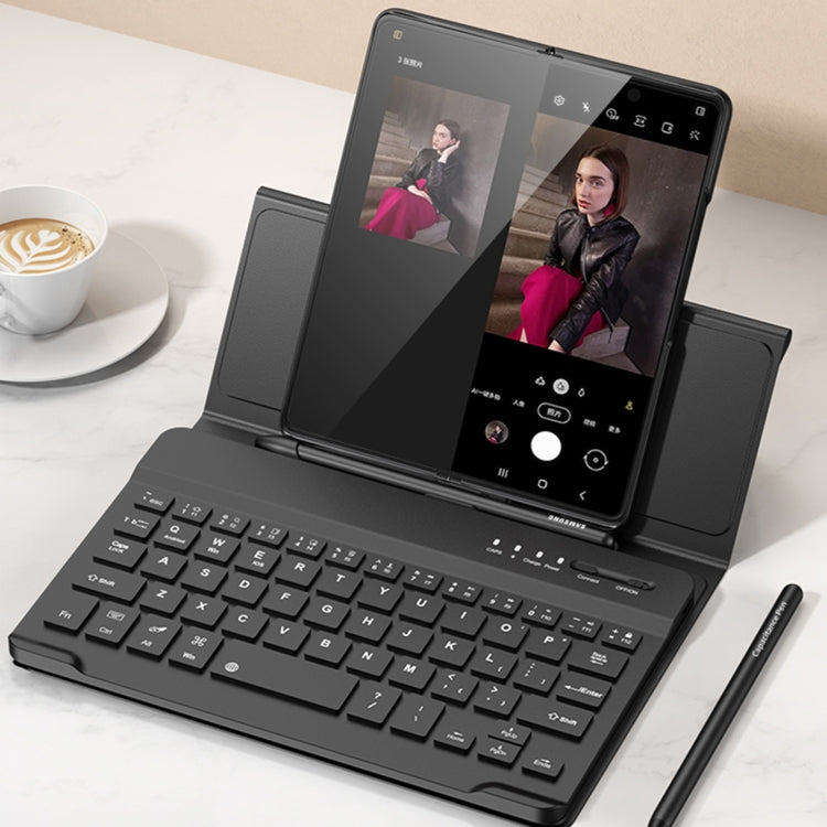 For Huawei Mate Xs 2 GKK Magnetic Folding Bluetooth Keyboard Leather Case with Pen(Black) Eurekaonline
