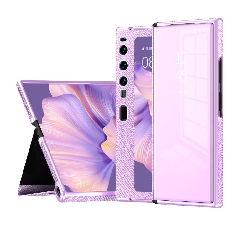 For Huawei Mate Xs 2 Side Frame Stick Leather Magnetic Phone Case(Cross Texture Purple) Eurekaonline