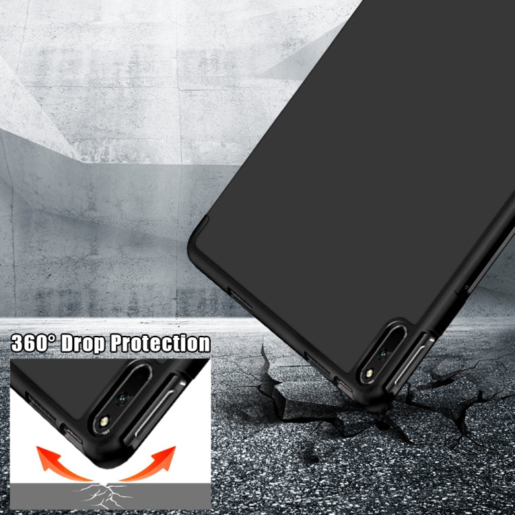 For Huawei MatePad 11 2021 Cloth Texture Multi-folding Horizontal Flip PU Leather Shockproof Case with Holder & Sleep / Wake-up Function(Black) Eurekaonline