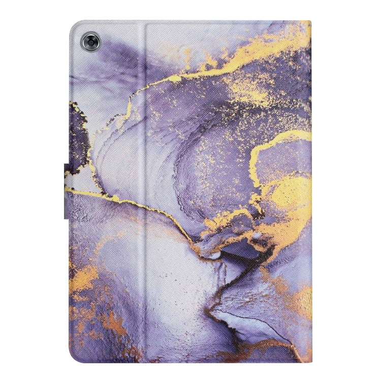 For Huawei MatePad T10s Marble Pattern Leather Tablet Case(Purple) Eurekaonline
