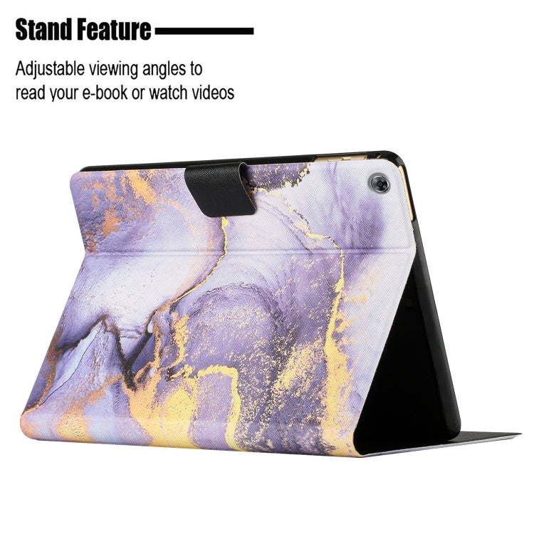 For Huawei MatePad T10s Marble Pattern Leather Tablet Case(Purple) Eurekaonline