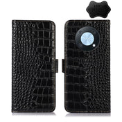 For Huawei Nova Y90/Enjoy 50 Pro Crocodile Top Layer Cowhide Leather Phone Case(Black) Eurekaonline