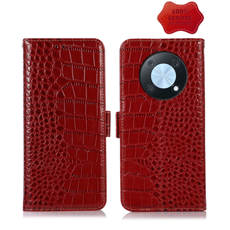 For Huawei Nova Y90/Enjoy 50 Pro Crocodile Top Layer Cowhide Leather Phone Case(Red) Eurekaonline