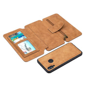 For Huawei P Smart (2019) Detachable Frosted Magnetic Horizontal Flip Leather Case with Card Slots & Holder & Zipper Wallet & Photo Frame(Brown) Eurekaonline