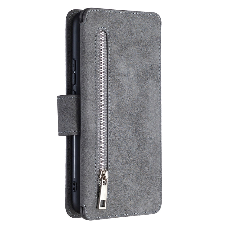 For Huawei P Smart Z Detachable Frosted Magnetic Horizontal Flip Leather Case with Card Slots & Holder & Zipper Wallet & Photo Frame(Grey) Eurekaonline