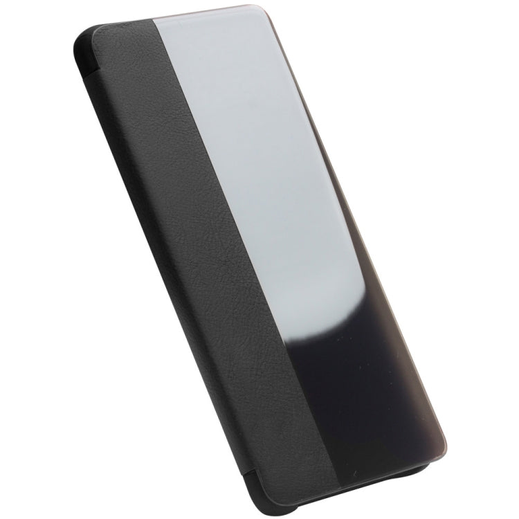 For Huawei P30 Pro QIALINO Genuine Leather Side Window View Smart Phone Case(Black) Eurekaonline