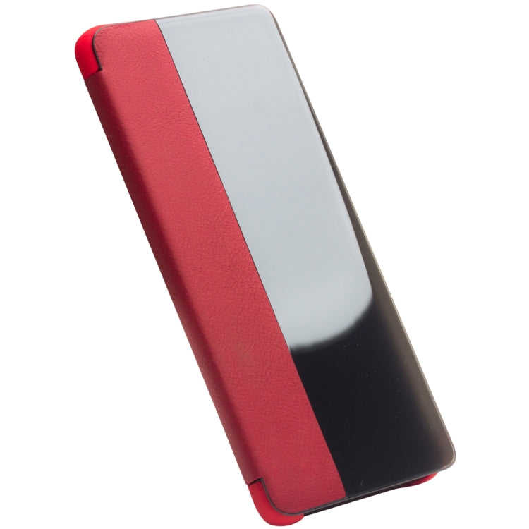 For Huawei P30 Pro QIALINO Genuine Leather Side Window View Smart Phone Case(Red) Eurekaonline