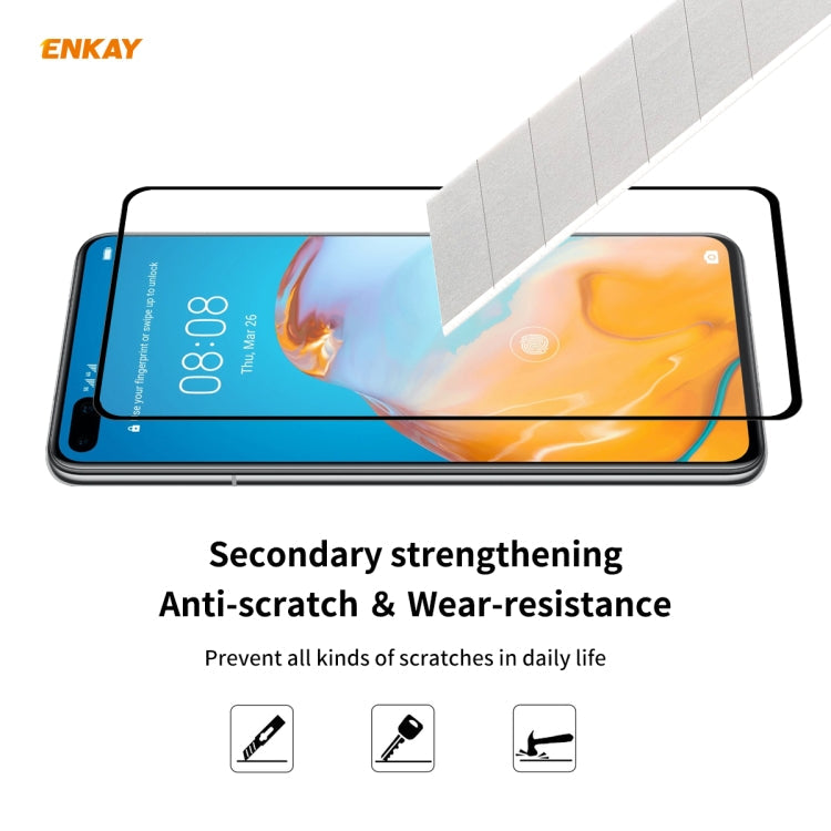 For Huawei P40 10 PCS ENKAY Hat-Prince Full Glue 0.26mm 9H 2.5D Tempered Glass Full Coverage Film Eurekaonline